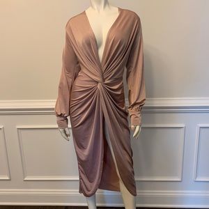 Boohoo Plunged Front Twist Dress